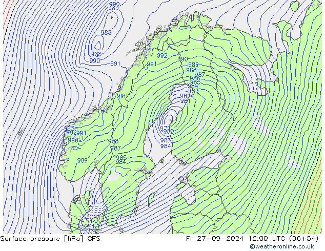 Surface pressure GFS Fr 27.09.2024 12 UTC