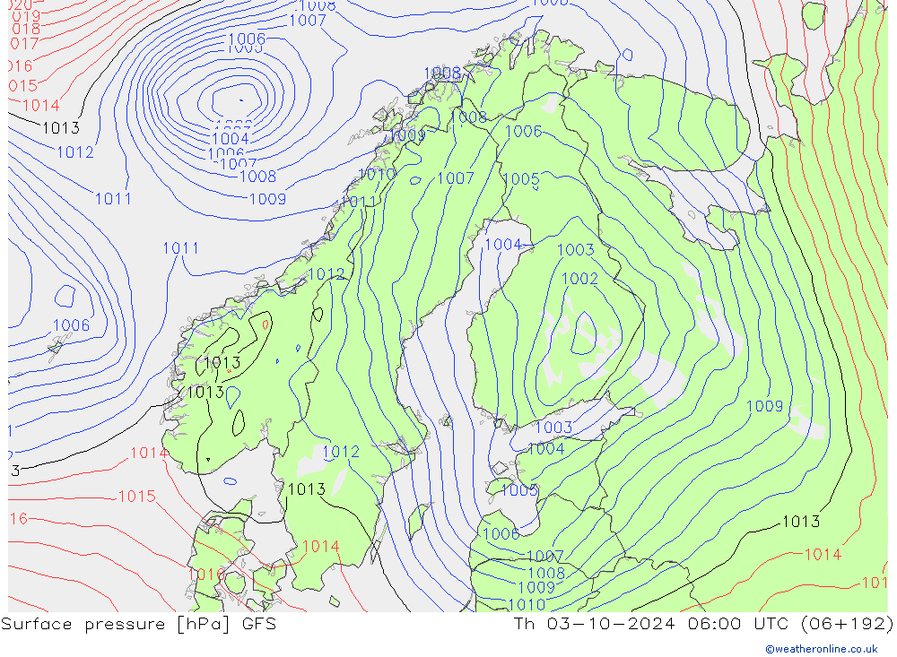 pression de l'air GFS jeu 03.10.2024 06 UTC