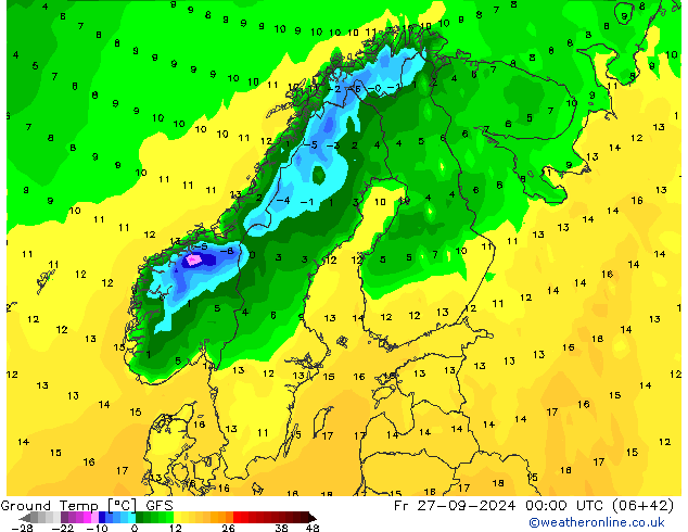 Ground Temp GFS Fr 27.09.2024 00 UTC