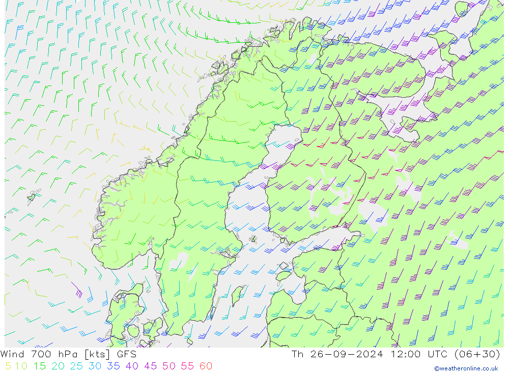 Wind 700 hPa GFS Do 26.09.2024 12 UTC