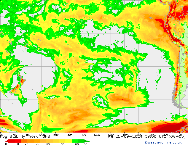 Fog Stability Index GFS mié 25.09.2024 09 UTC