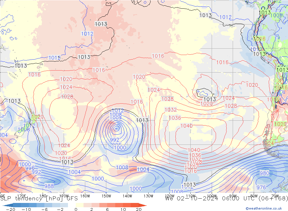 SLP tendency GFS We 02.10.2024 06 UTC