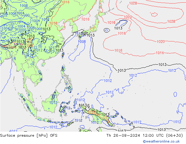 приземное давление GFS чт 26.09.2024 12 UTC