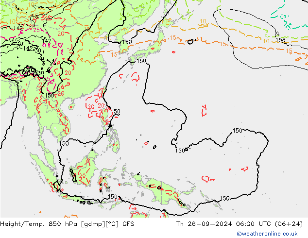 Z500/Rain (+SLP)/Z850 GFS  26.09.2024 06 UTC