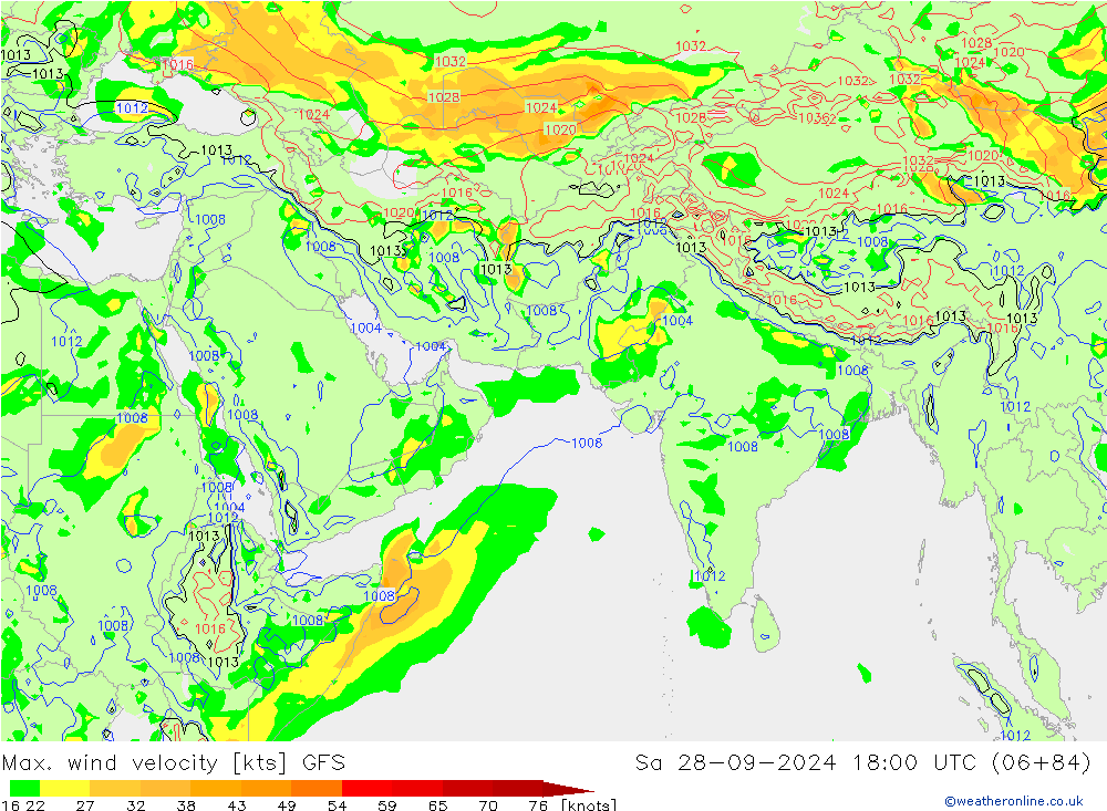 Max. wind velocity GFS Sa 28.09.2024 18 UTC