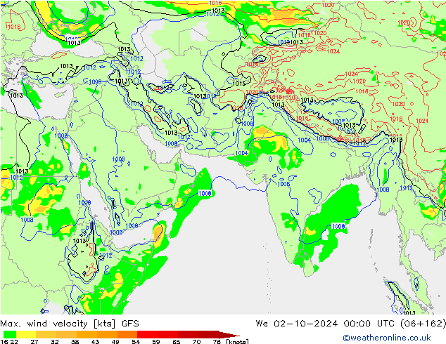 Max. wind velocity GFS October 2024