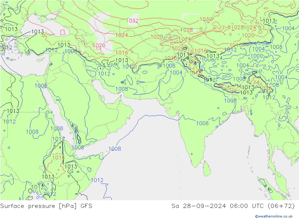 Surface pressure GFS Sa 28.09.2024 06 UTC