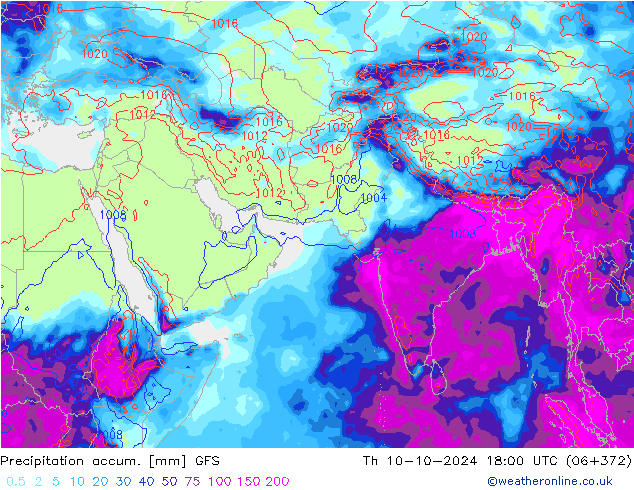 Toplam Yağış GFS Per 10.10.2024 18 UTC