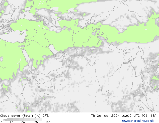 Nubi (totali) GFS gio 26.09.2024 00 UTC