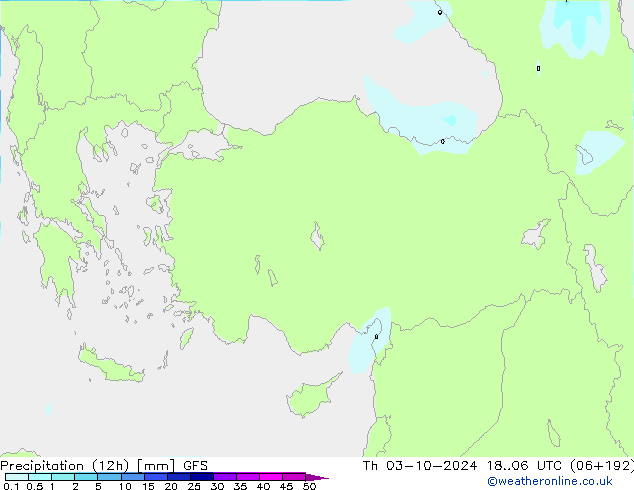 Precipitation (12h) GFS October 2024