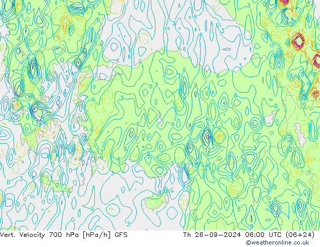 Vert. Velocity 700 hPa GFS Th 26.09.2024 06 UTC