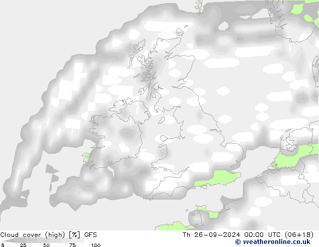 Nuages (élevé) GFS jeu 26.09.2024 00 UTC