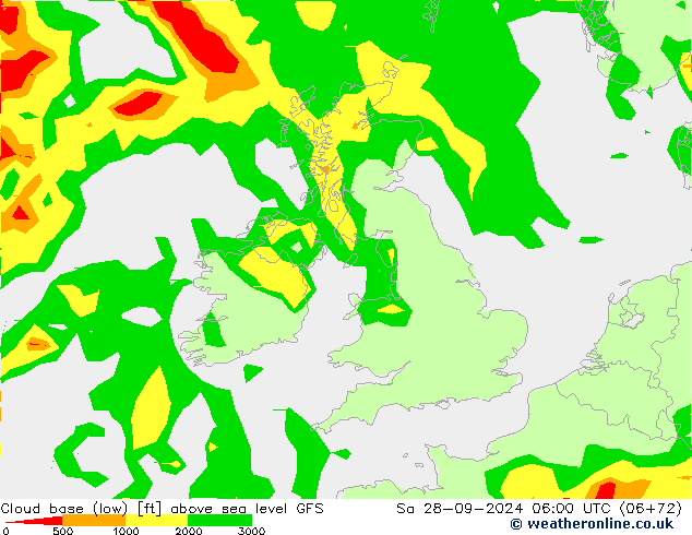 Wolkenbasis (Laag) GFS za 28.09.2024 06 UTC