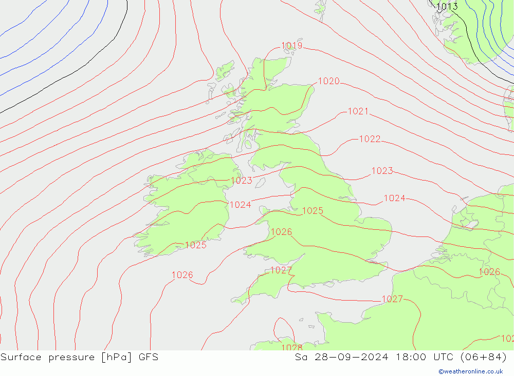 Surface pressure GFS Sa 28.09.2024 18 UTC