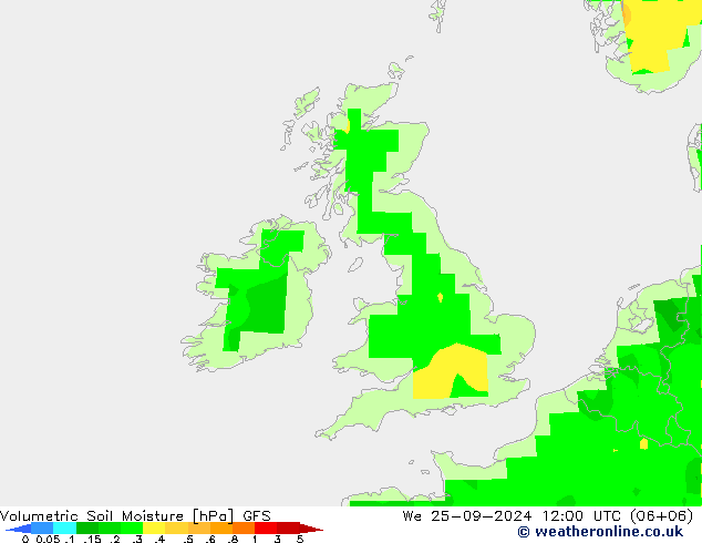 Volumetric Soil Moisture GFS We 25.09.2024 12 UTC