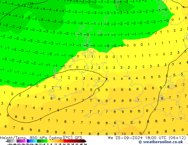 Z500/Rain (+SLP)/Z850 GFS We 25.09.2024 18 UTC