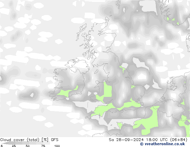 Nubi (totali) GFS sab 28.09.2024 18 UTC