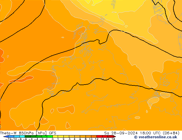 Theta-W 850hPa GFS za 28.09.2024 18 UTC