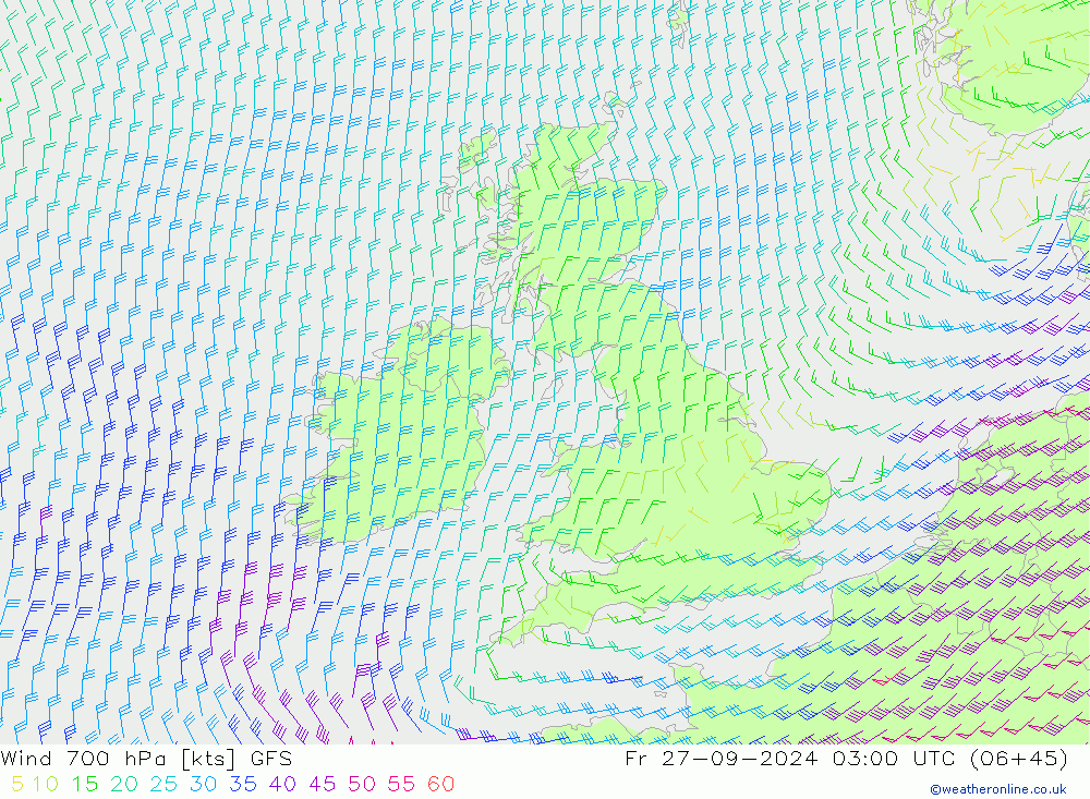 Wind 700 hPa GFS Fr 27.09.2024 03 UTC