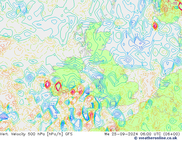 Vert. Velocity 500 hPa GFS We 25.09.2024 06 UTC