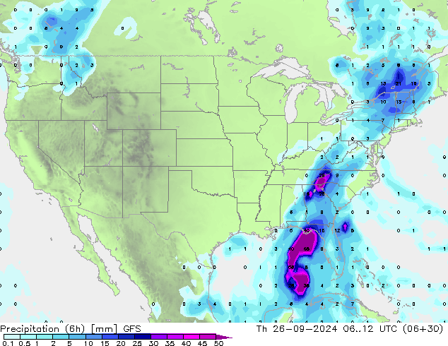 Z500/Rain (+SLP)/Z850 GFS  26.09.2024 12 UTC