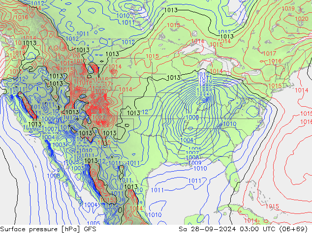 Pressione al suolo GFS sab 28.09.2024 03 UTC