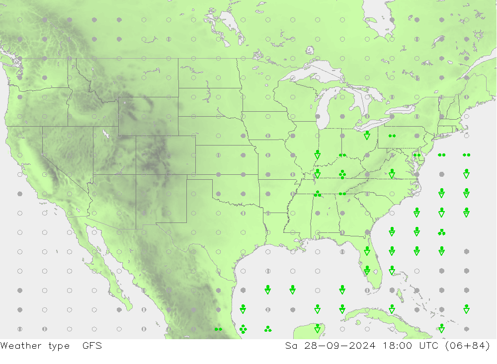 Type de précipitation GFS sam 28.09.2024 18 UTC