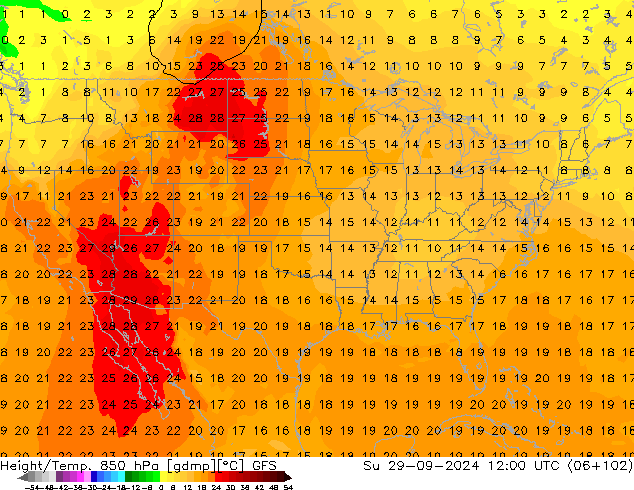 Z500/Rain (+SLP)/Z850 GFS Su 29.09.2024 12 UTC