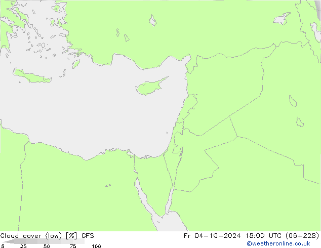 Cloud cover (low) GFS Fr 04.10.2024 18 UTC