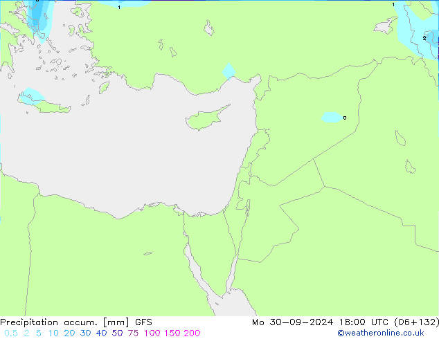 Toplam Yağış GFS Pzt 30.09.2024 18 UTC