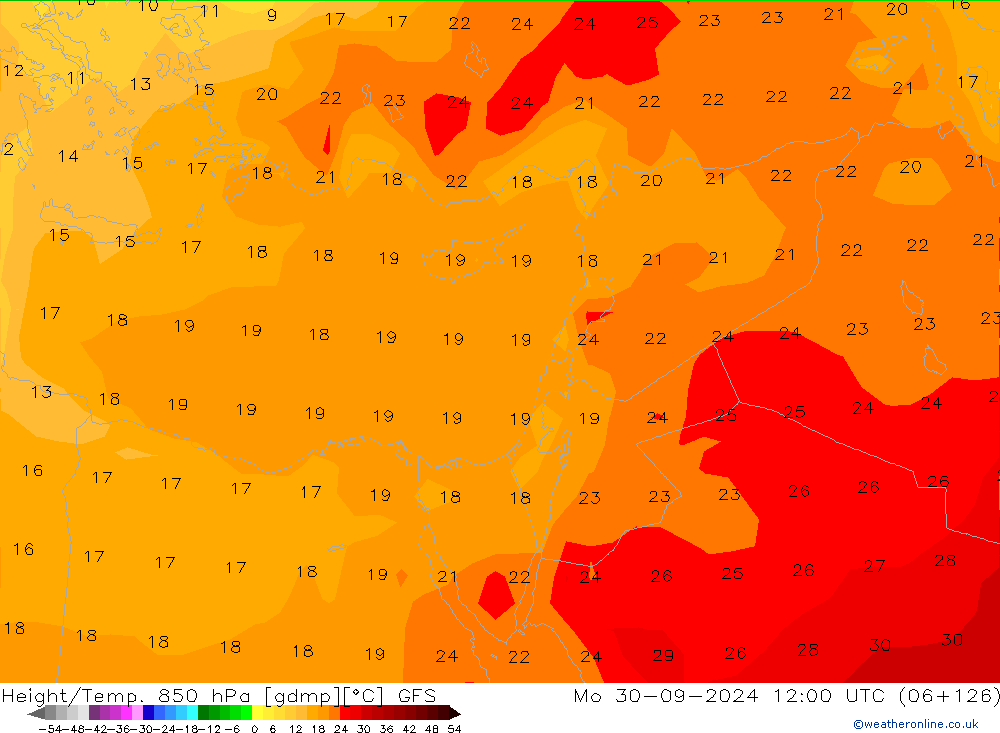 Height/Temp. 850 hPa GFS lun 30.09.2024 12 UTC