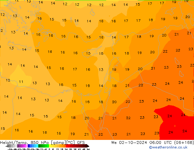 Z500/Yağmur (+YB)/Z850 GFS Çar 02.10.2024 06 UTC