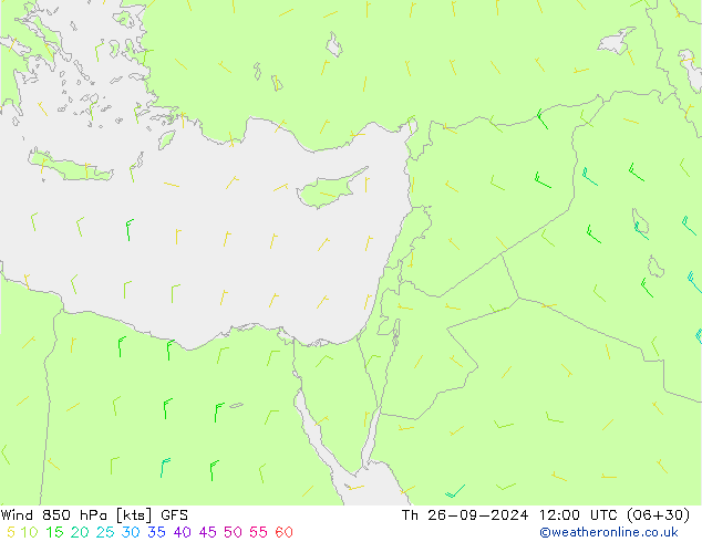 Wind 850 hPa GFS Th 26.09.2024 12 UTC