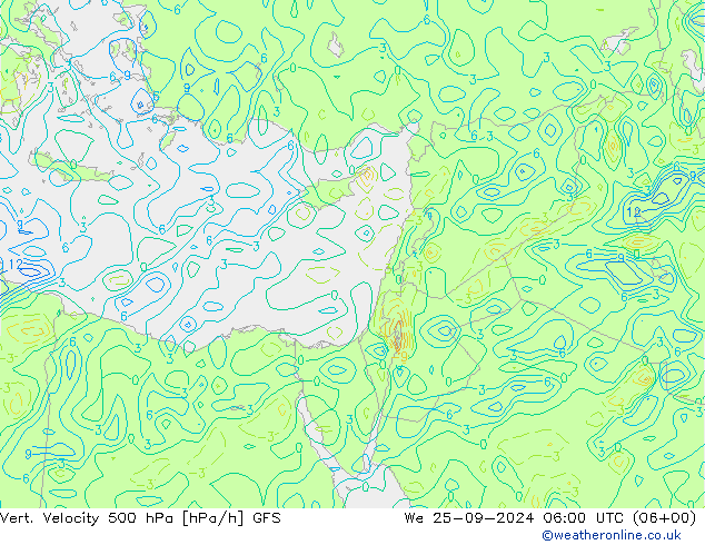 Vert. Velocity 500 hPa GFS śro. 25.09.2024 06 UTC