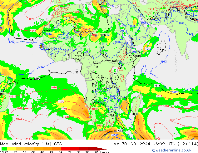 Max. wind velocity GFS Po 30.09.2024 06 UTC