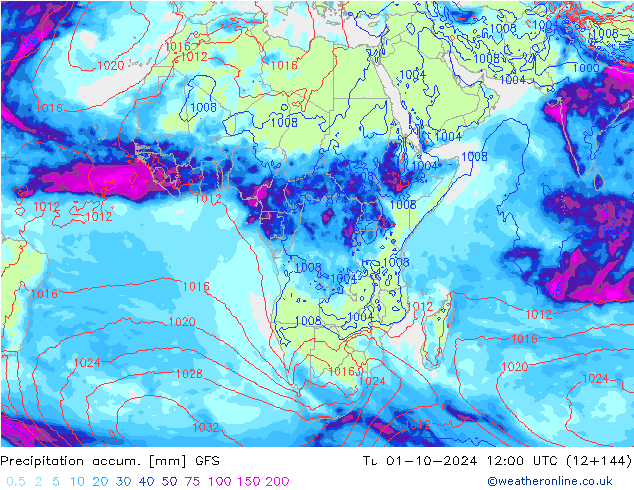 Precipitación acum. GFS mar 01.10.2024 12 UTC