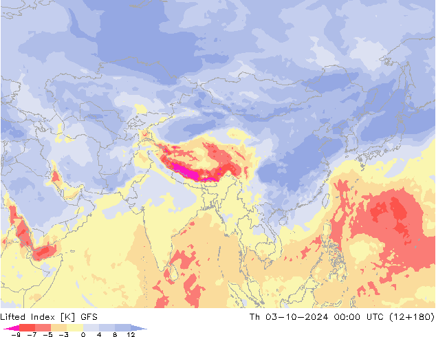 Indice de soulèvement GFS jeu 03.10.2024 00 UTC