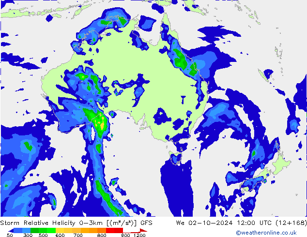 Storm Relative Helicity GFS We 02.10.2024 12 UTC