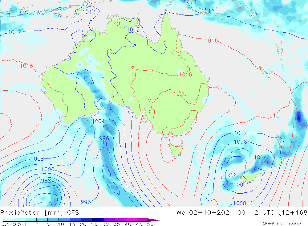 Precipitation GFS We 02.10.2024 12 UTC