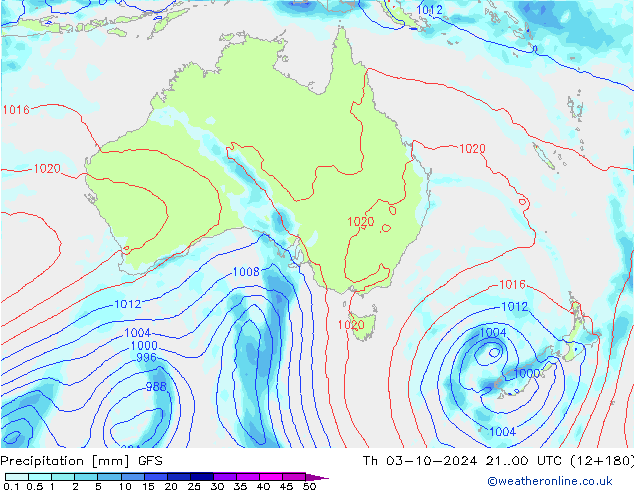 Precipitación GFS jue 03.10.2024 00 UTC