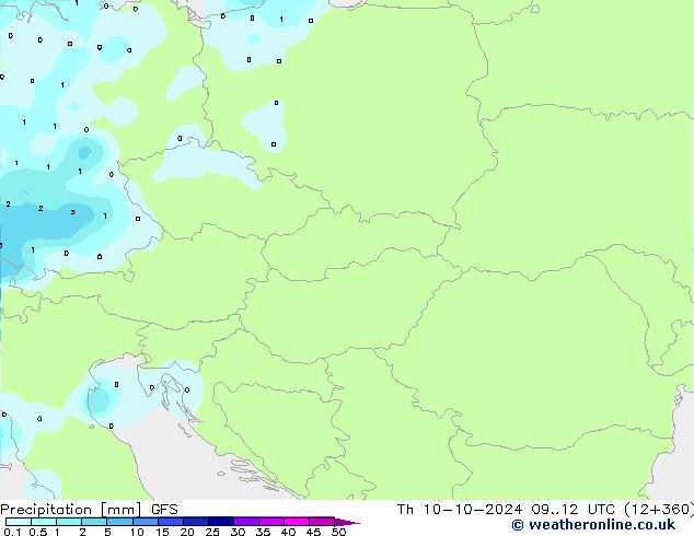 Précipitation GFS jeu 10.10.2024 12 UTC