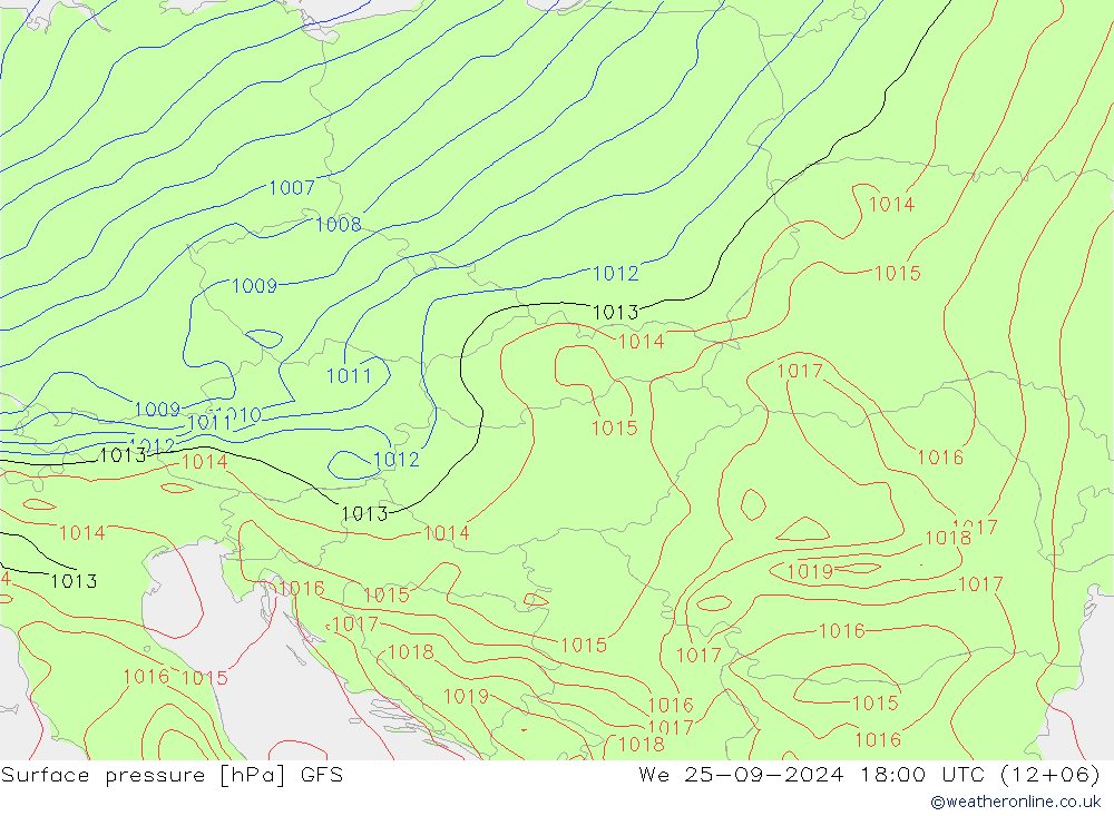 Bodendruck GFS Mi 25.09.2024 18 UTC