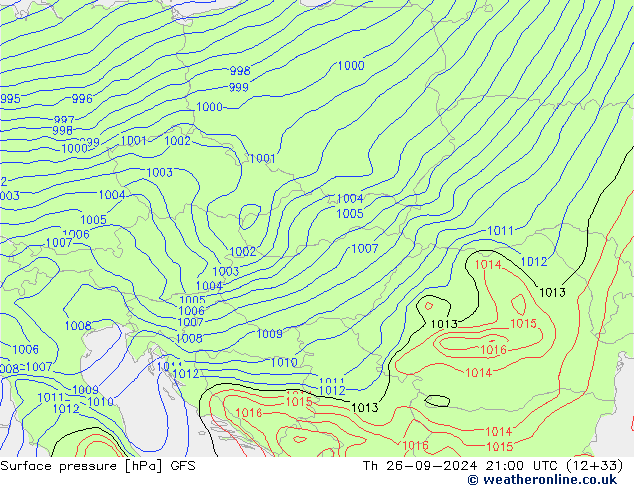 Surface pressure GFS Th 26.09.2024 21 UTC