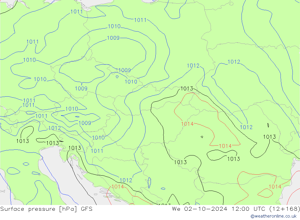 Yer basıncı GFS Çar 02.10.2024 12 UTC