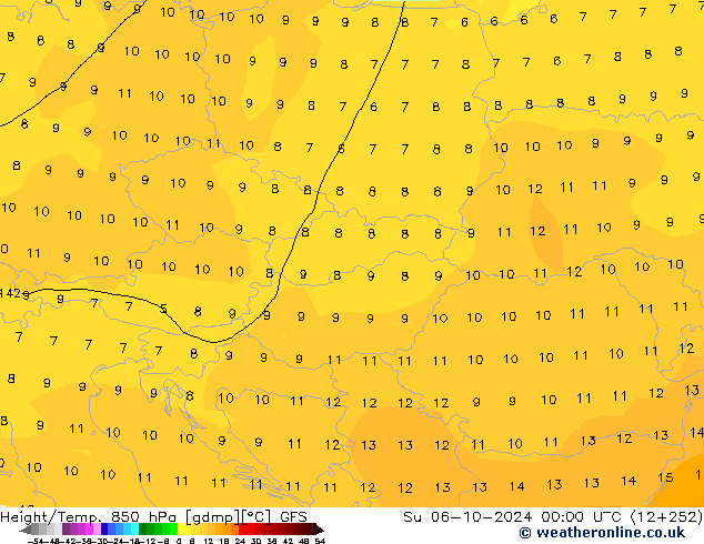 Z500/Rain (+SLP)/Z850 GFS Su 06.10.2024 00 UTC