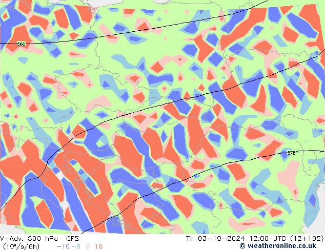 V-Adv. 500 hPa GFS jeu 03.10.2024 12 UTC