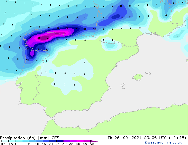 Yağış 6sa/Rüz. 10m/950 GFS Per 26.09.2024 06 UTC