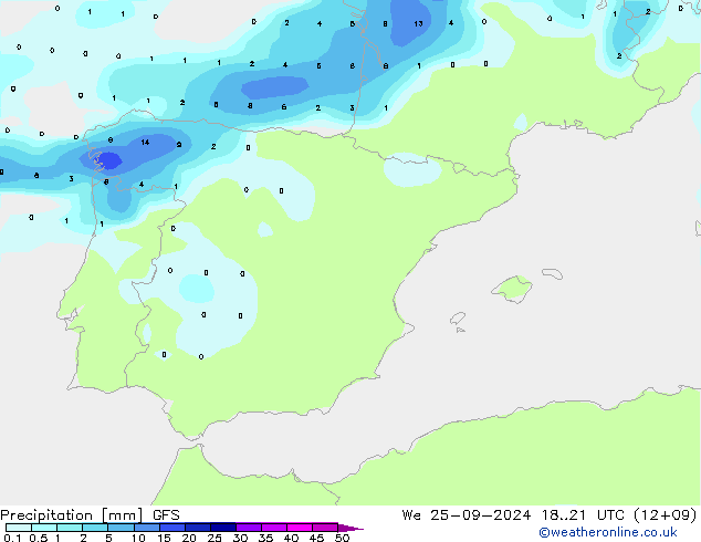 осадки GFS ср 25.09.2024 21 UTC