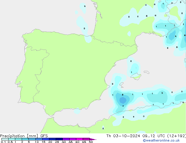 Precipitation GFS Th 03.10.2024 12 UTC