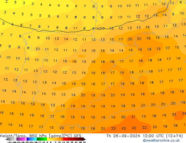 Z500/Rain (+SLP)/Z850 GFS Th 26.09.2024 12 UTC